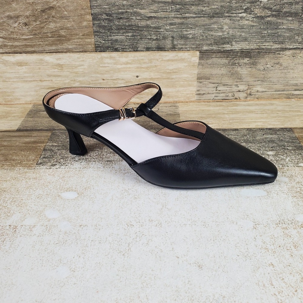 Naturalizer Astrid Womens Pumps Sz 8 M Black Leather T Strap Pointed Toe